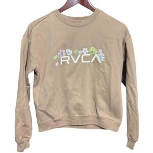 RCVA Sweater Womens XS Brown Floral Hippie Y2K pull Over Cotton Blend